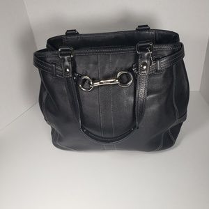 COACH NANCY LEATHER BLACK TOTE PURSE HAND BAG